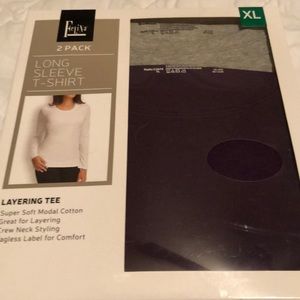 Felina 2-pk Long Sleeve T-Shirt gray & navy blue